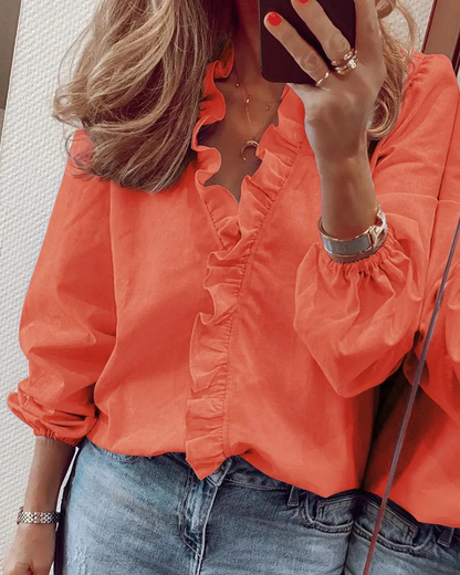 Freya | Long Sleeve Ruffled Blouse