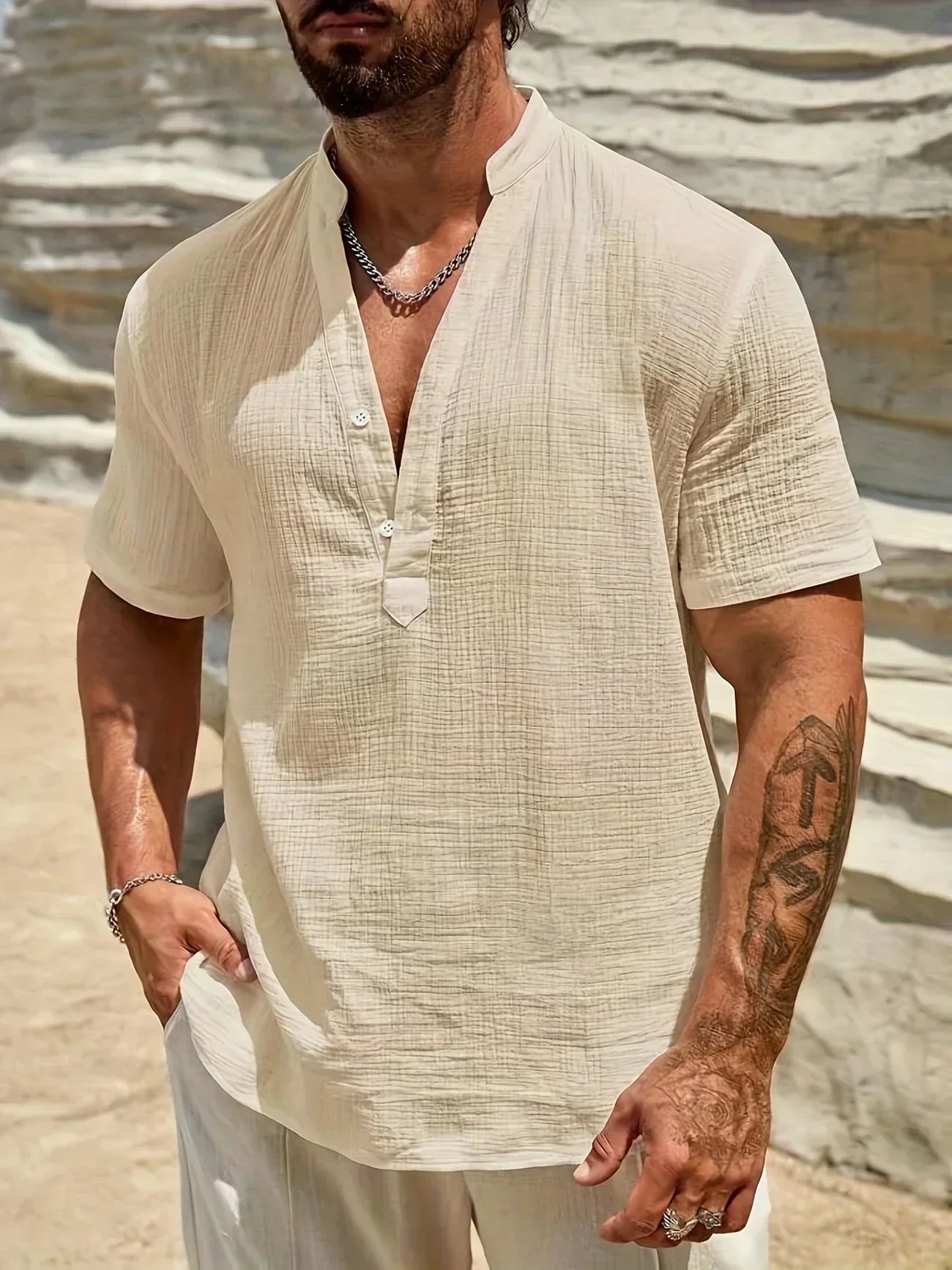 Scott | Cozy Stand-Collar Summer Shirt