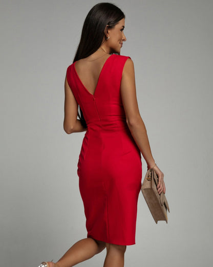 Imara | Elegant V-Neck Slit Dress