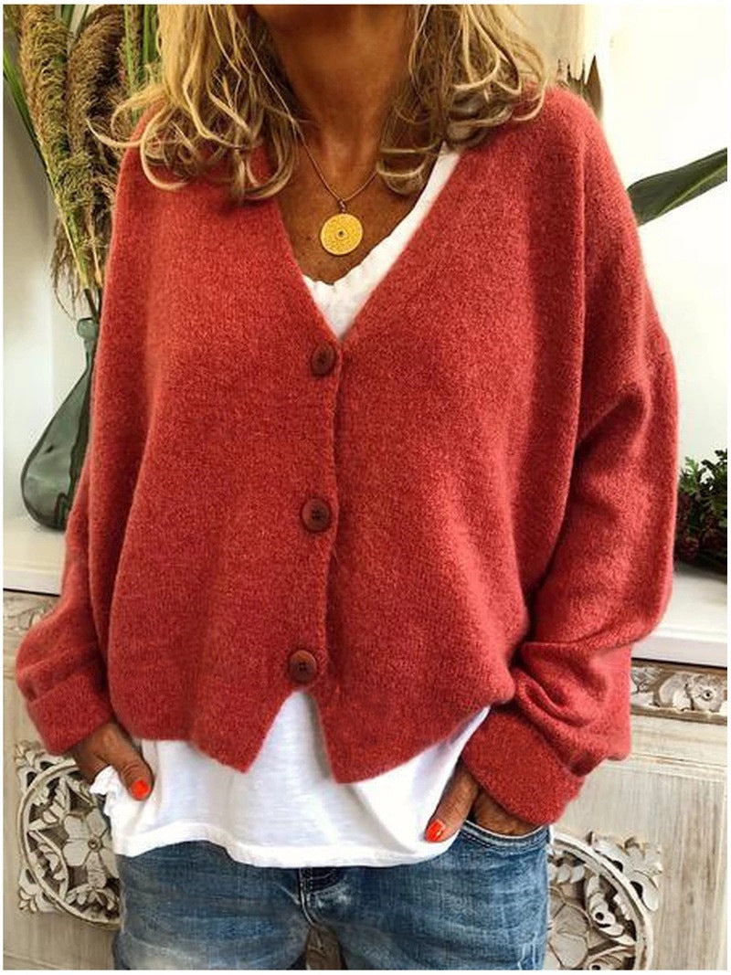 Eleni | Soft V-Neck Button-Up Cardigan