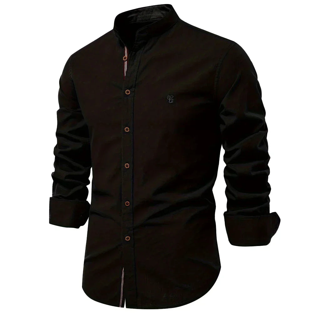 Rollan | Mandarin Collar Long Sleeve Shirt