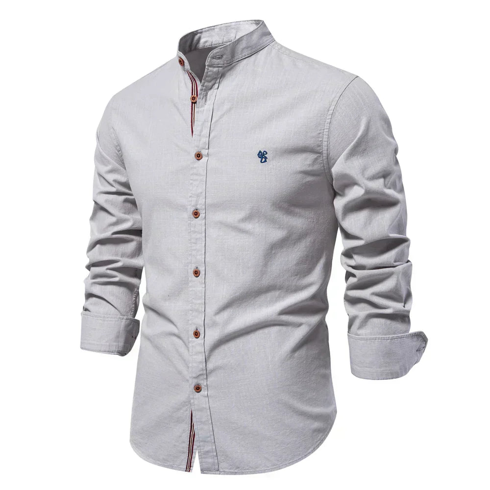 Rollan | Mandarin Collar Long Sleeve Shirt