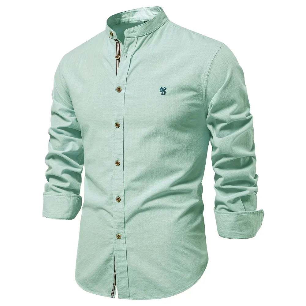 Rollan | Mandarin Collar Long Sleeve Shirt