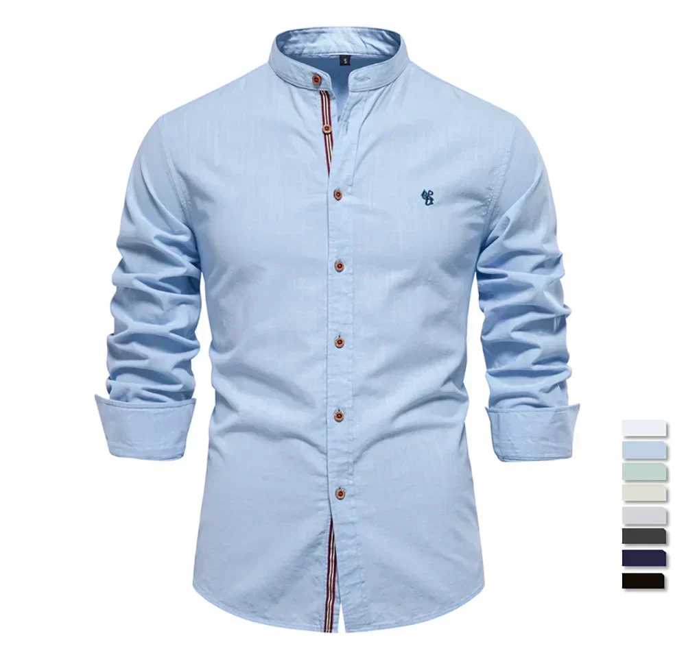 Rollan | Mandarin Collar Long Sleeve Shirt
