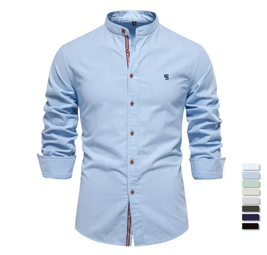 Rollan | Mandarin Collar Long Sleeve Shirt