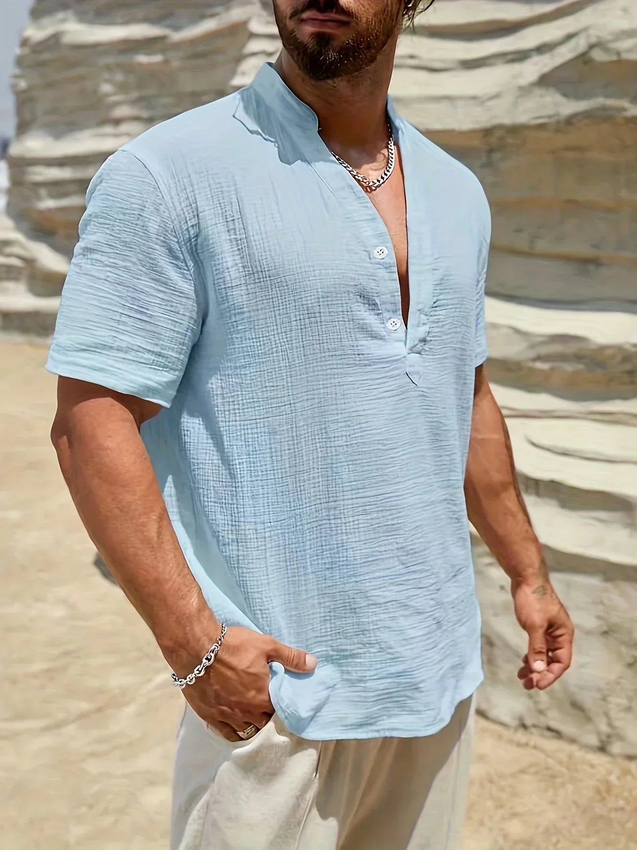 Scott | Cozy Stand-Collar Summer Shirt