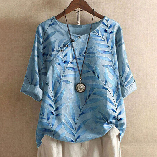 Cassia | Chic Leaf Print Blouse