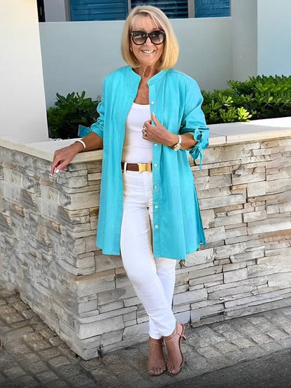 Venetia | Chic Tie-Sleeve Button Shirt