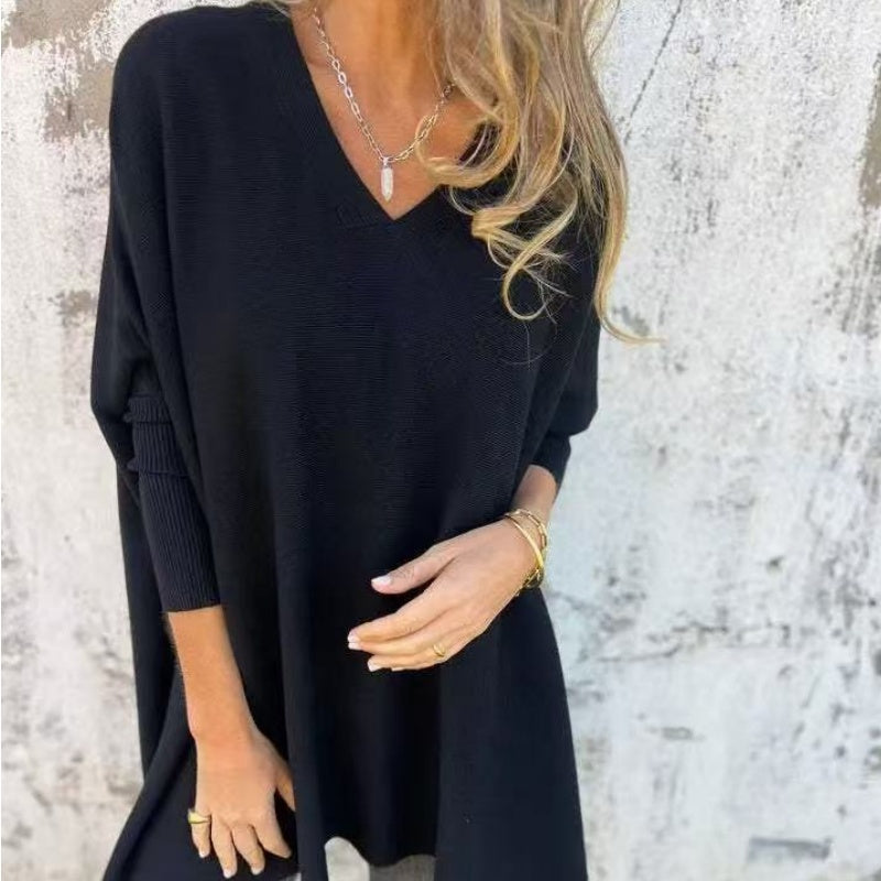 Lyndra | Cozy Loose Fit V-Neck Top
