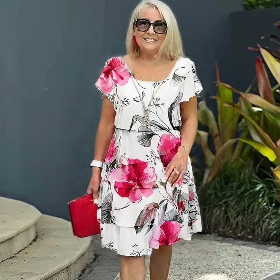 Clare | Elegant Cascade Floral Dress