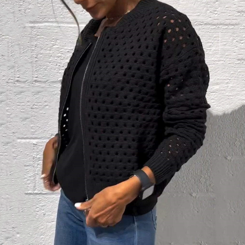 Wessica | Casual Zipper Hollow Jacket