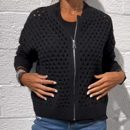 Wessica | Casual Zipper Hollow Jacket
