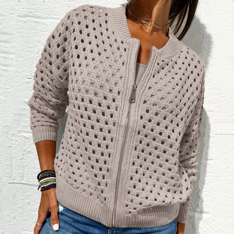 Wessica | Casual Zipper Hollow Jacket