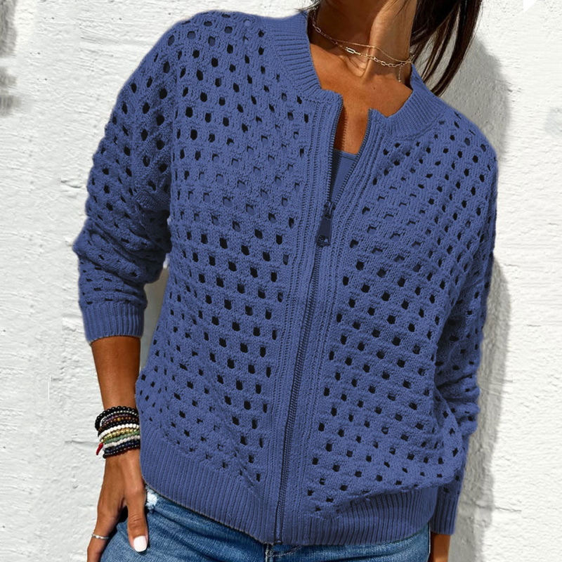 Wessica | Casual Zipper Hollow Jacket